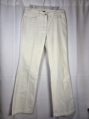 Escada White Denim Jeans Gold Stitching Womens EU Size 40 33" waist Approx US 10